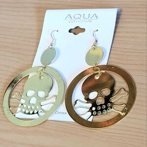 Skull Hoop Dangle Earrings